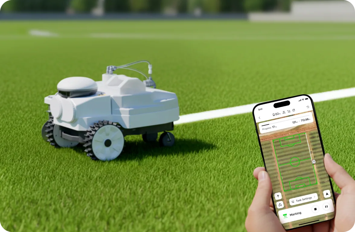 Once the task starts, the robot works autonomously for truly unmanned line marking.